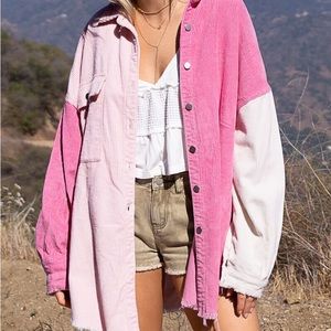 Trendy two toned pink boutique shacket